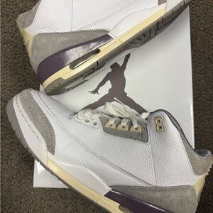 Jordan 3 Retro SP A Ma Maniere - White and Gray Sneakers with Purple Accents